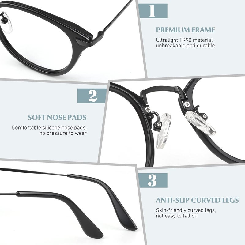 LINVO Classic Fake Glasses Women, Cat Eye Metal Clear Lens Eyeglasses with 100% UV400 Protection - Image 5